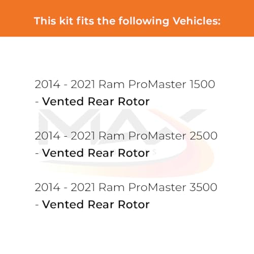 Image of Max Advanced Brakes Front & Rear Brake Kit Compatible With 2014-2021 Ram ProMaster 1500 2500 3500 w /Vented Rear Rotor Replacement Premium OE Disc Brake Rotors and Ceramic Brake Pads
