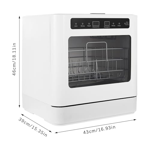 Mini lave-vaisselle de table 800W blanc avec écran LED et 4 programmes - 3