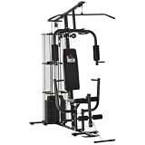 HOMCOM Máquina Multifunción Musculación con Prensa de Piernas 45 kg Negro