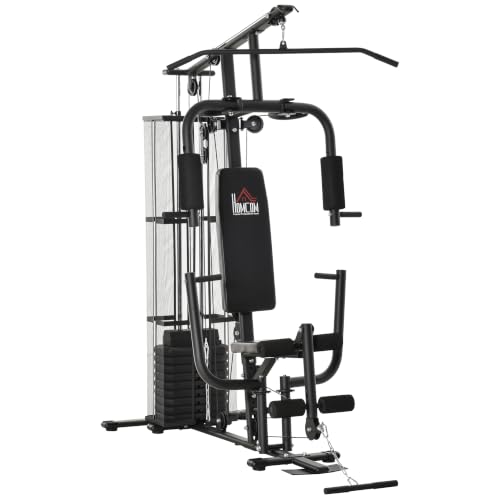 Imagen de HOMCOM Máquina Multifunción Musculación con Prensa de Piernas 45 kg Negro