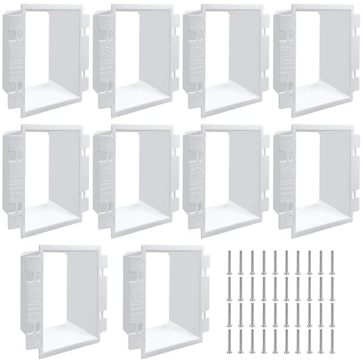 10pcs BE2 Electrical Outlet Box Extender with 40 Screws, Two Gang Power Switch Receptacles Accessories,2-Gang Box Electrical Power Outlet Box Extender (SLK2) (10)