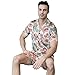Men's Satin Pajama Set Short Sleeve Silky Short Pants Button Down Sleepwear Multicolor Silk Men's Pajama Set（Chinese style-L）