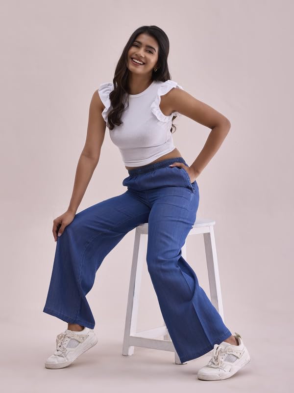 Image of GO COLORS Soft Viscose & Linen Blend Linen Palazzo Full Length for Women| Breathable, Mid Rise