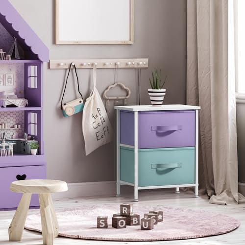 Sorbus 2-Drawer Kids Nightstand for Bedroom (2 Pack, Purple/Aqua) - image 6