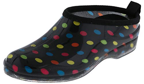 Capelli New York Ladies Shiny Multi Polka Dots Slip-On Clogs Black Combo 7