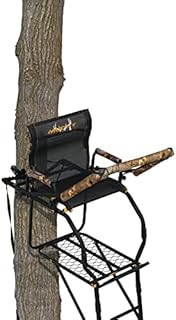 Muddy Deer Hunting Climbing Adjustable Quiet Heavy-Duty Huntsman Deluxe 17 ft 1-Person Ladder Tree Stand