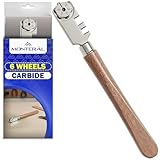 Tagliavetro Professionale 130 mm con 6 Rotelle in Carburo - Taglia Vetro a Mano con Profondità Regolabile - Taglia Vetro Professionale Manuale con Manico in Legno - MONTERAL