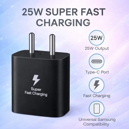 Image of 25W PD 3.0 Type C Superfast Charger Adapter for Samsung Galaxy M17|M07|M36|M06|A55|A35|F06|S25 fe|S22|S24|F36|F16|M35|S23|A06|iPhone|Tab S11| 25W by HESPA (SVXQ 2)
