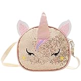 Verstellbare Taschengurte - Die Taschengurte der Einhorn-Pailletten-Umhängetasche sind längenverstellbar, die für verschiedene Altersgruppen geeignet sind, als kleine Mädchen-Geldbörsen, Kinder-Geldbörsen, Teenager-Mädchen und Frauen. Pailletten-Einhorn-Geldbörsen für Mädchen sind etwa 18,0 x 15,0 x 7,0 cm/ 7,0 x 5,9 x 2,75 Zoll groß.