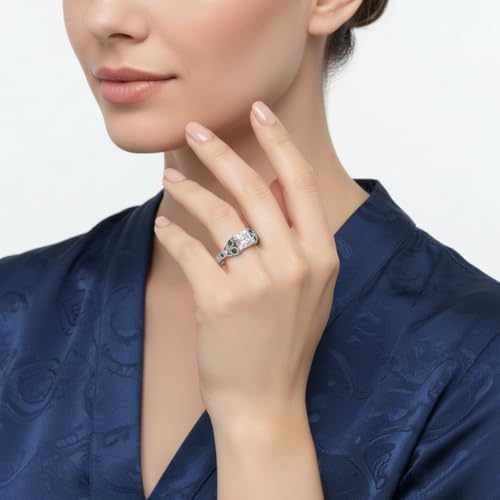Image of Choose Your Gemstone Split Band Antique Ring Sterling Silver Princess Shape Side Stone Engagement Rings Minimal Modern Design Birthday Wedding Gift US Size 4 to 12