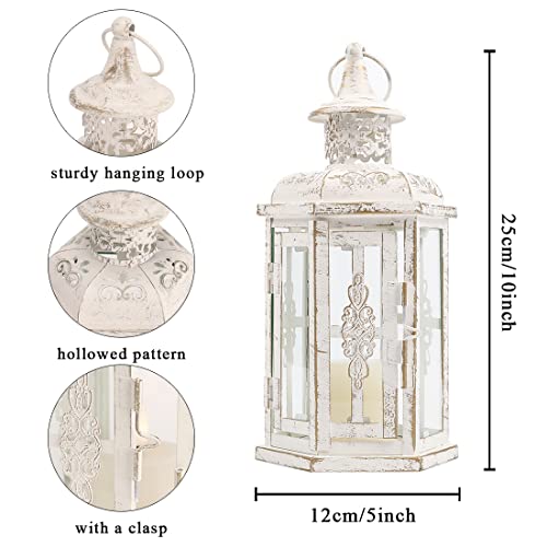 Jhy Design 1902C Decorative Candle Lantern-10Inch High Vintage Style Hanging Lantern Metal Candleholder thumb #1