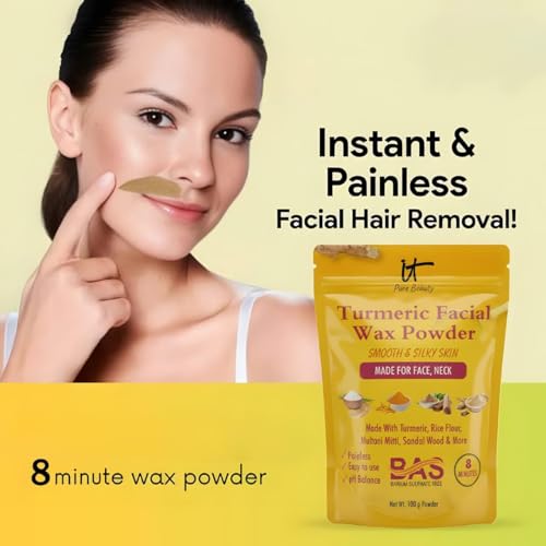 Image of Herbal Turmeric Wax Powder, 100g, Pain-Free Hair Removal, Paraben Free, Unisex