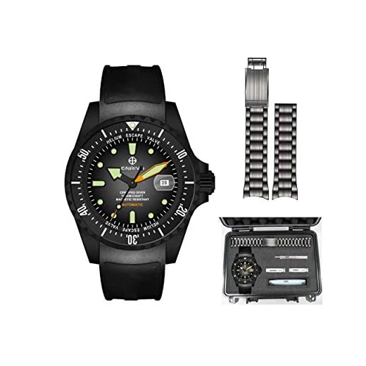 ENRIVA Herren 1000 Meter Automatische Pro Tauchuhr Taucheruhren Selbstaufzug Professionelle Taucheruhren Herren mit DIY Ändern des Bandes für Herren - Schwarz
