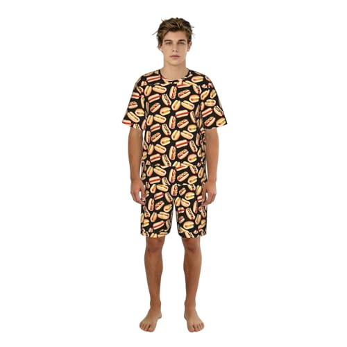 Pijama de dos piezas para hombre con estampado de perros calientes