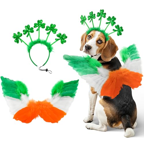 Adorable-Shamrock-Headband-St-Patricks-Day-Costume-Set-with-Irish-Colors-Feather-Wing-Trefoil-Headband-Lucky-Themed-Dog-Cosplay-Outfits-Perfect-for-Medium-to-Big-Dog-Breeds Adorable Shamrock Headband St Patricks Day Costume Set with Irish Colors Feather Wing Trefoil Headband Lucky Themed Dog Cosplay Outfits Perfect for Medium to Big Dog Breeds