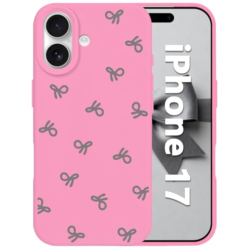 Coque iPhone 17 antichoc rose foncé motif nœud esthétique