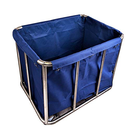 DFEDHF Multifunctional Portable Movable Cart,Commercial Laundry Cart Heavy-Duty Laundry Sorter Storage with Silent Casters, Stainless Steel Rolling Cart,Brown, Blue(Blue)