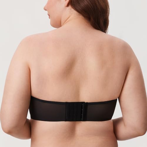 DELIMIRA Women's Cosnufy Strapless Bra Sheer Mesh Plus Size Unlined Underwire Bras3