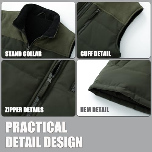 Image of Msmsse Men's Outerwear Vests Winter Quilted Padded Vest Gilet Stand Collar Warm Puffer Vest