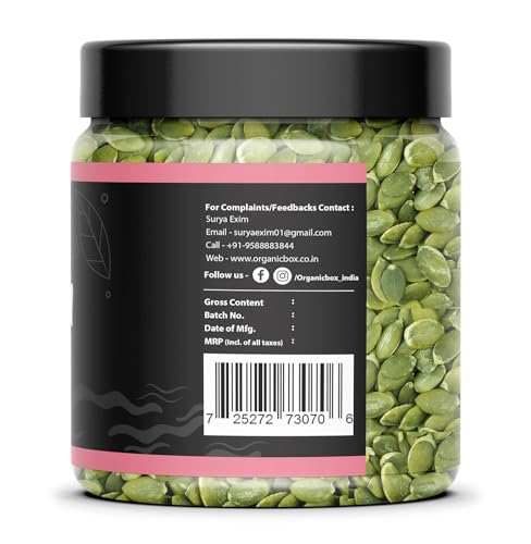 Image of Organic Box 100% Natural & Premium Pumpkin and Flax Seeds - Raw Pumpkin Seeds for Eating 250 gm Each| Immunity Booster and Protein Rich Seeds | Healthy Diet Snacks 500gm - Diwali Gift Pack