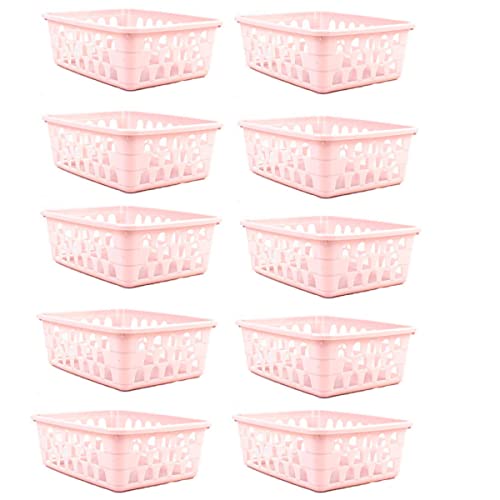 Kit 10 Cestos Multiuso Organizador Pequeno 16x12x6Cm Rosa cestinha organizadora bebe 123Organizei