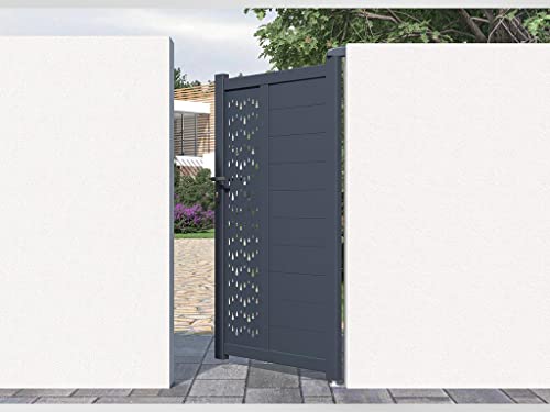 Portillon battant aluminium semi ajouré à motifs L103 x H181 cm anthracite GREGOR