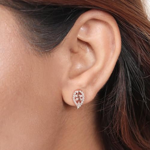 Image of ZAVYA 925 Sterling Silver Cubic Zirconia Rose Gold Plated Women's Leaf Jewelry Set | Gift for Women and Girls | With Certificate of Authenticity and 925 Hallmark