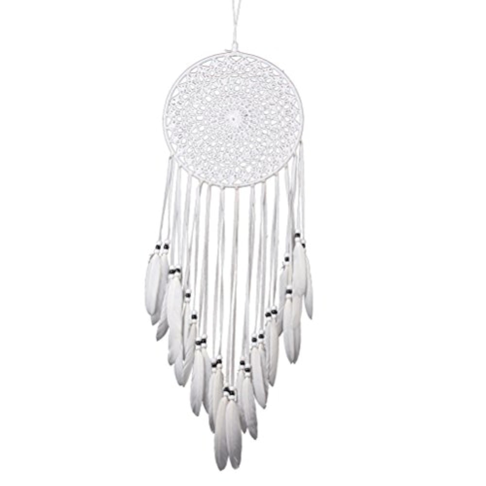 Handmade White Dream Catcher with Feathers for Home Decor