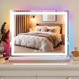 Dopwii Espejo con Luz LED para Maquillaje 55x70cm Grande Cuadrado Blanco - Espejo de Tocador de Mesa con 3 Modos de Color y...