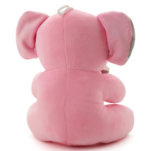 Image of 28 CM Cute Pink Elephant Plush Soft Toy with Bow, Stuffed Animal Doll, Kawaii Plush Teddy for Kids, Girls & Boys, Hugging Toy, Birthday Gift, Baby Nursery Decor