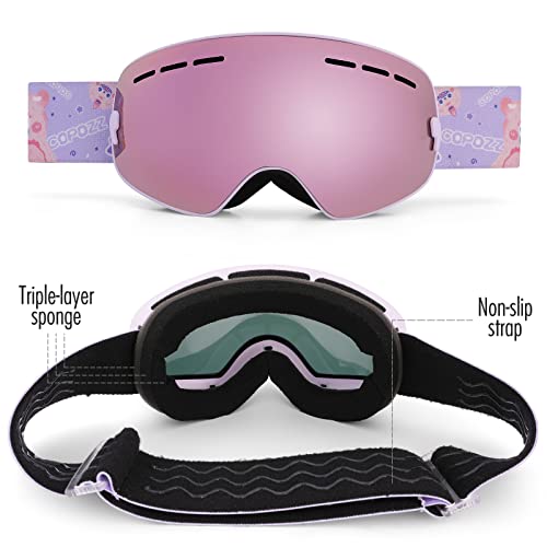 Copozz Ski Goggles Kids, Youth Snowboard Goggles For Boys Girls Toddler Age 2-12,Otg Uv400 Helmet Compatible Skiing Equipment #TOP2