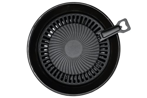 INVIDA Camping Jack Grillplatte, Grillaufsatz für tragbare und Propan Gaskocher, BBQ-Grillplatte, mit Fettauffangschale & Grillplattenheber, Antihaftbeschichtung, Outdoor-Camping-Zubehör, Ø32 cm