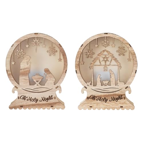 ZwaitL Décoration Lumineuse LED en Bois, scène de la nativité, Ornements de noël pour de Vacances de noël – vue 4