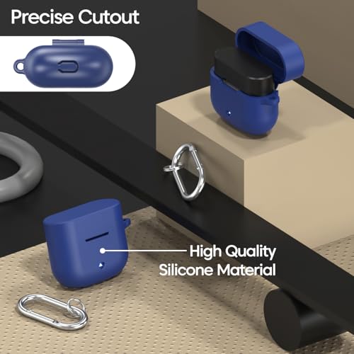 Image of Sounce Silicone Case Cover for Boat Airdopes 91 Prime, Soft Protective Shockproof Shell with Anti-Loss Keychain Clip, Dustproof and Scratch-Resistant Design, Secure Fit with Protection, (Blue)