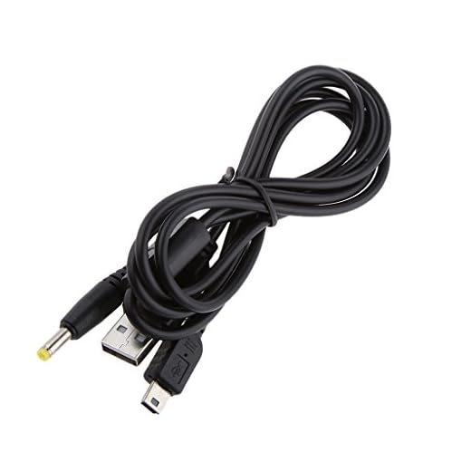 Accesorios para Sony PSP 1000 2000 3000 Negro 2 en 1 USB Cable de Carga de Datos Cargador,