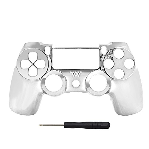 PS4 Controller Shell Cover PS4 Controller Skin Cover Silver Replacement Housing Front Shell Case Cover Compatible for PlayStation 4 PS4 Controller (Silver)
