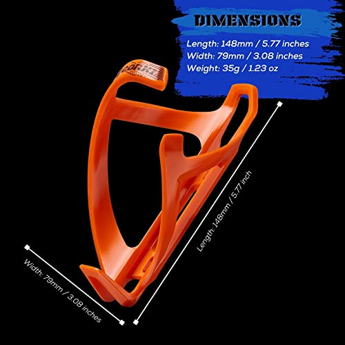 corki Cycles Bike Water Bottle Holder Right Side Load Water Bottle Cage for Road, MTB, Gravel Bicycle Vibrant Orange 2 Pack