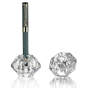 QFkris 2-Packs Crystal Fountain Pen Stand Glass Feather Pen Holder Crystal Pen & Pencil Holder Base for Office Desk Desktop Decoration Toothbrush Stand Gift for Students Teachers(2.2inch)