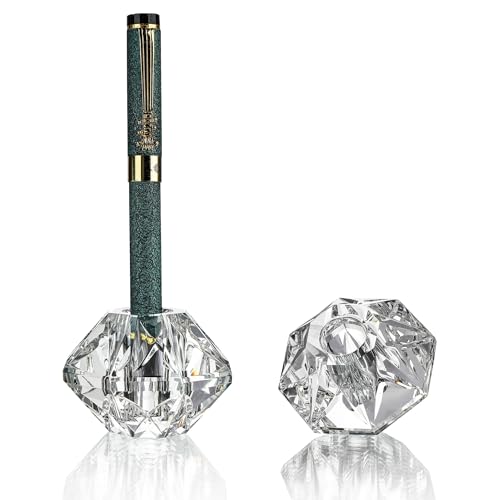 QFkris 2-Packs Crystal Fountain Pen Stand Glass Feather Pen Holder Crystal Pen & Pencil Holder Base for Office Desk Desktop Decoration Toothbrush Stand Gift for Students Teachers(2.2inch)