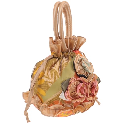 LRXIYODE Sac Seau Femme Chic Dentelle à Cordon Sac Soirée Élégant avec Fermeture Sécurisée pour Téléphone et Cosmétiques Accessoire Banquet pour Dame