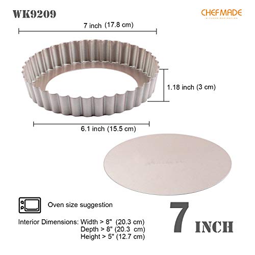 image for CHEFMADE Tart Pan, 7-Inch with Removable Loose Bottom Non-Stick Round 