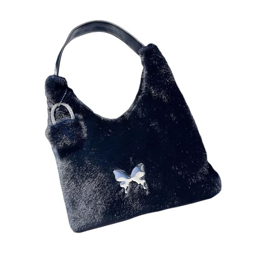 [���V�I�A] Soft Fuzzy Purses for Women Furry Plush Shoulder Bag Winter Underarm Bags for Commuting and Casual Evening Party Fuzzy Ba