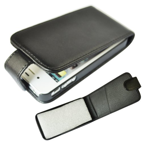 SODIAL(TM) Black Premium PU Leather Flip Case for Apple iPhone 4S / iPhone 4