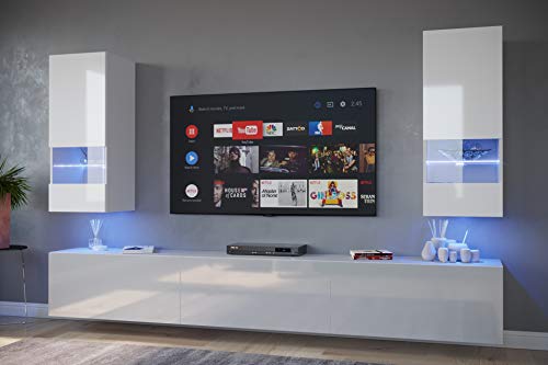 Furnitech Wohnzimmer Möbel mit LED RGB - 16 Farben - Hängend Modern...