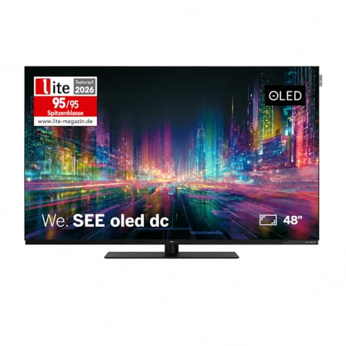 LOEWE We. See 48 Zoll OLED-TV, Dual Channel, Smart TV (Dolby Vision, 60 W Dolby Atmos, HDMI 2.1 120 Hz VRR, Apple AirPlay, Matter, Bluetooth Remote, extra flaches Monitor-Design)