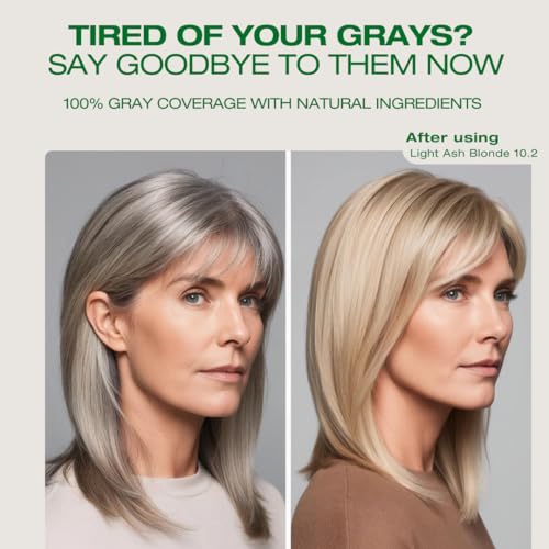 Image of Naturigin Permanent Hair Color for Women - 10.2A Light Ash Blonde, Ammonia-Free Vegan Hair Dye with 100% Gray Coverage, Long-Lasting, Nourishing & Salon Quality Results | 100% gray coverage, long-lasting dye for women. Vegan & cruelty-free, nourishing natural formula, all hair types