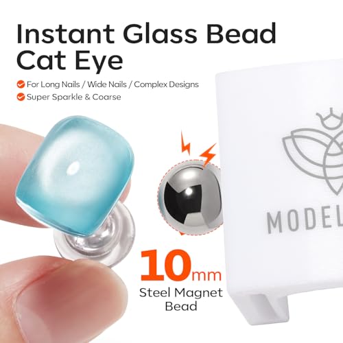 Image of modelones Cat Eye Magnet for Nail Polish Gel Polish, 5D Aura French Glass Bead Multi Cateye Effect Beginner Friendly Strong Magnetic Tool Home DIY Nail Art Design Manicure Gift for Women