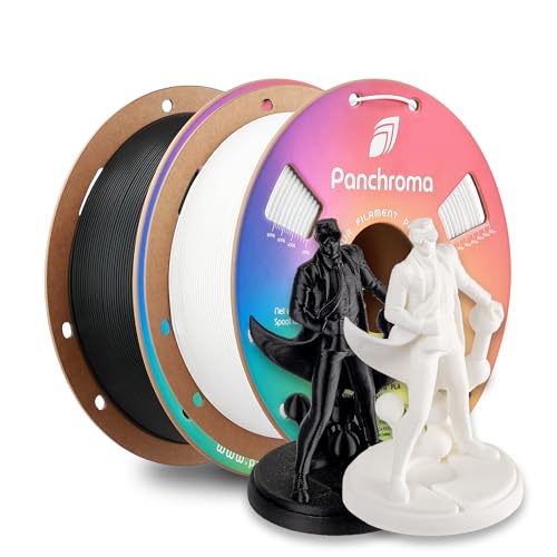 Image of Polymaker Panchroma PLA 3D Printer Filament 1.75mm 2KG Bundle Black*1+White*1, 2x1kg, Easy to Print, High Speed Printing, AMS Compatible, Perfect for Toys, Decor, Miniatures, Models & Cosplay