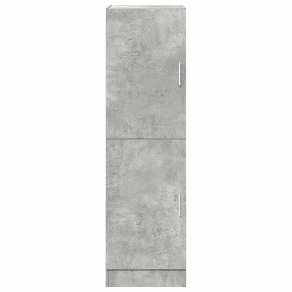 Mobile da cucina in legno grigio cemento, 38 x 41,5 x 131,5 cm, con molto spazio, ante e ripiani, autoportante come mobiletto, credenza o dispensa per cucina e sala da pranzo