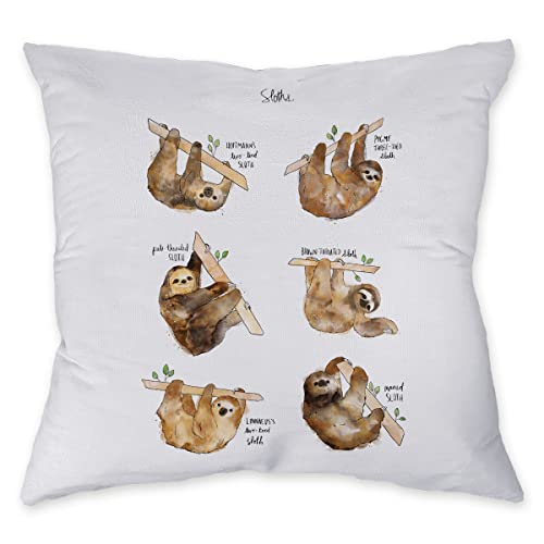 Tropical Animals Sloth Watercolor Illustrations Pillow Case,Decorate Home Living Room Bedroom Kids Room Girl Room,Sloth Lovers Girls Women Kids Gifts,18X18 Inch Throw Pillow Covers #TOP5